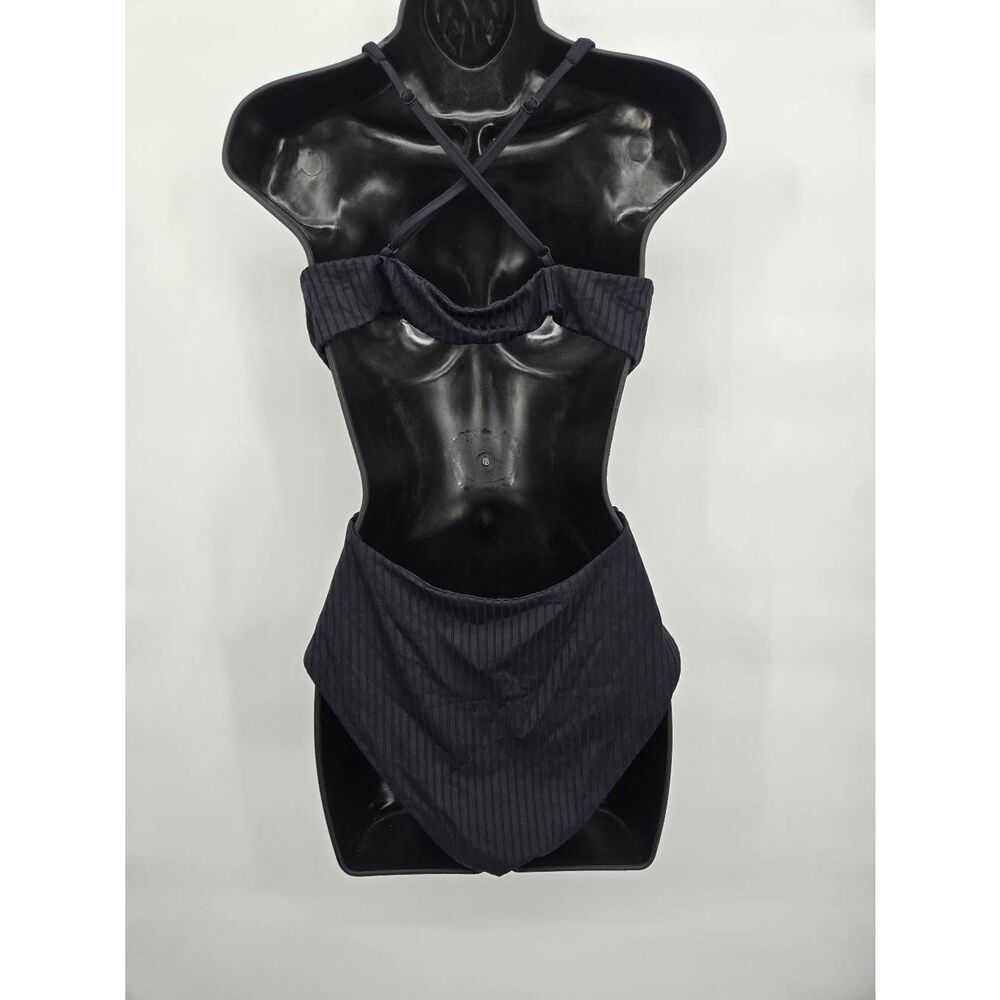 Onia Marisol One Piece Swimsuit Size Large Black Ribbed - Picture 5 of 7